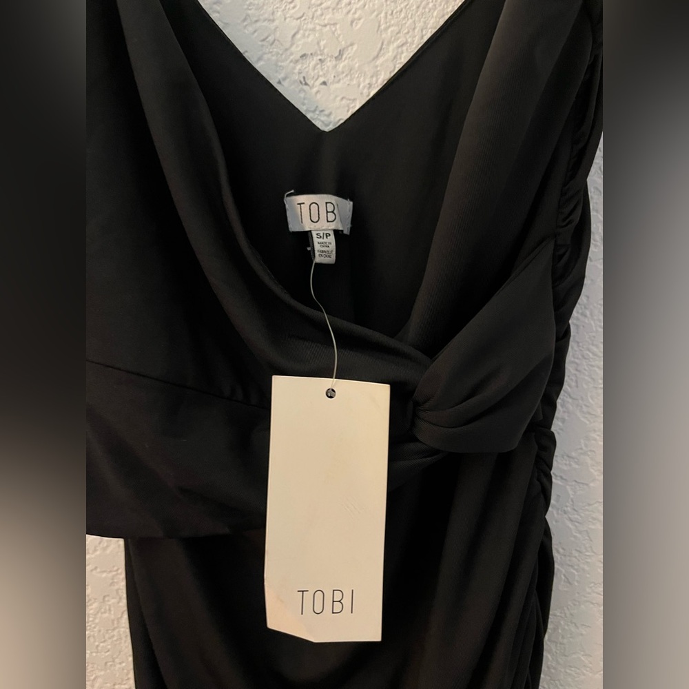 Tobi Elegant Black Draped Dress